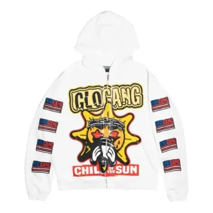 The Glo Boyz Worldwide Zip Up Hoodie White